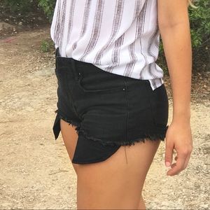 Black Denim High Rise Cutoffs